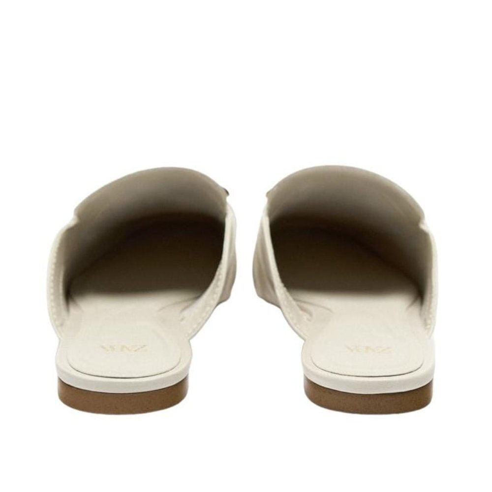ZARA MULE LOAFERS WITH EMBELLISHED METALLIC DETAIL White SIZE 8 | 3531/110 z3 - Picture 4 of 10